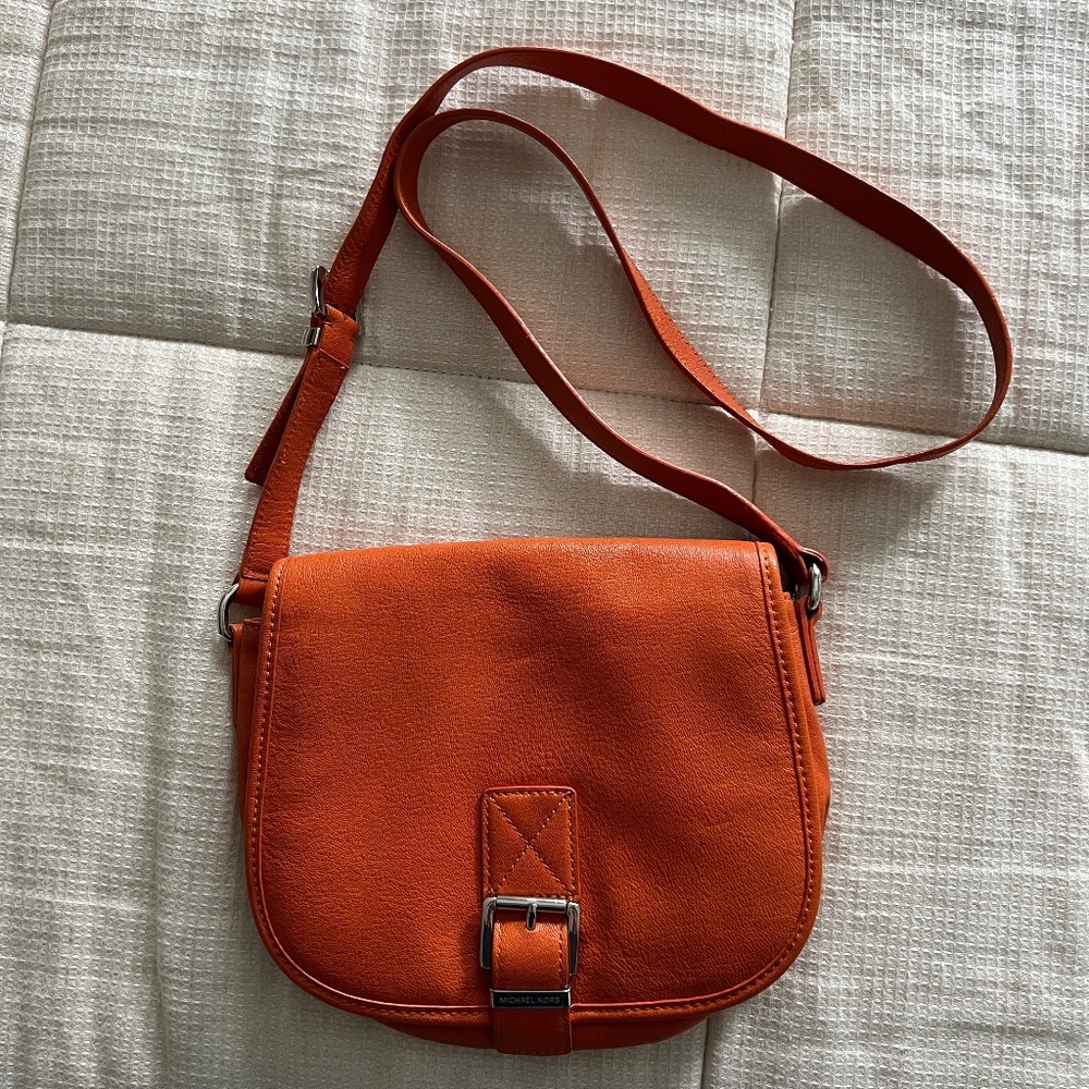 Orange Leather Crossbody Michael Kors Womens Handbag!